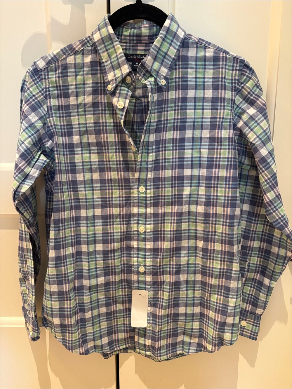 Brooks Brothers Blue and Green Plaid Button-Down Shirt